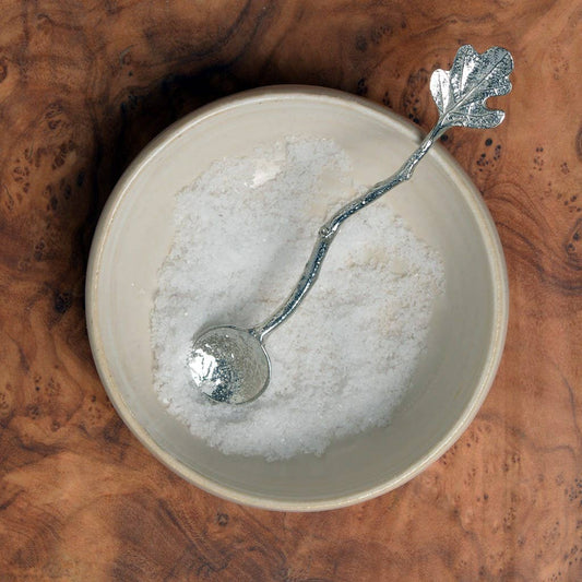 Oak Leaf Tiny Salt or Spice Pewter Spoon