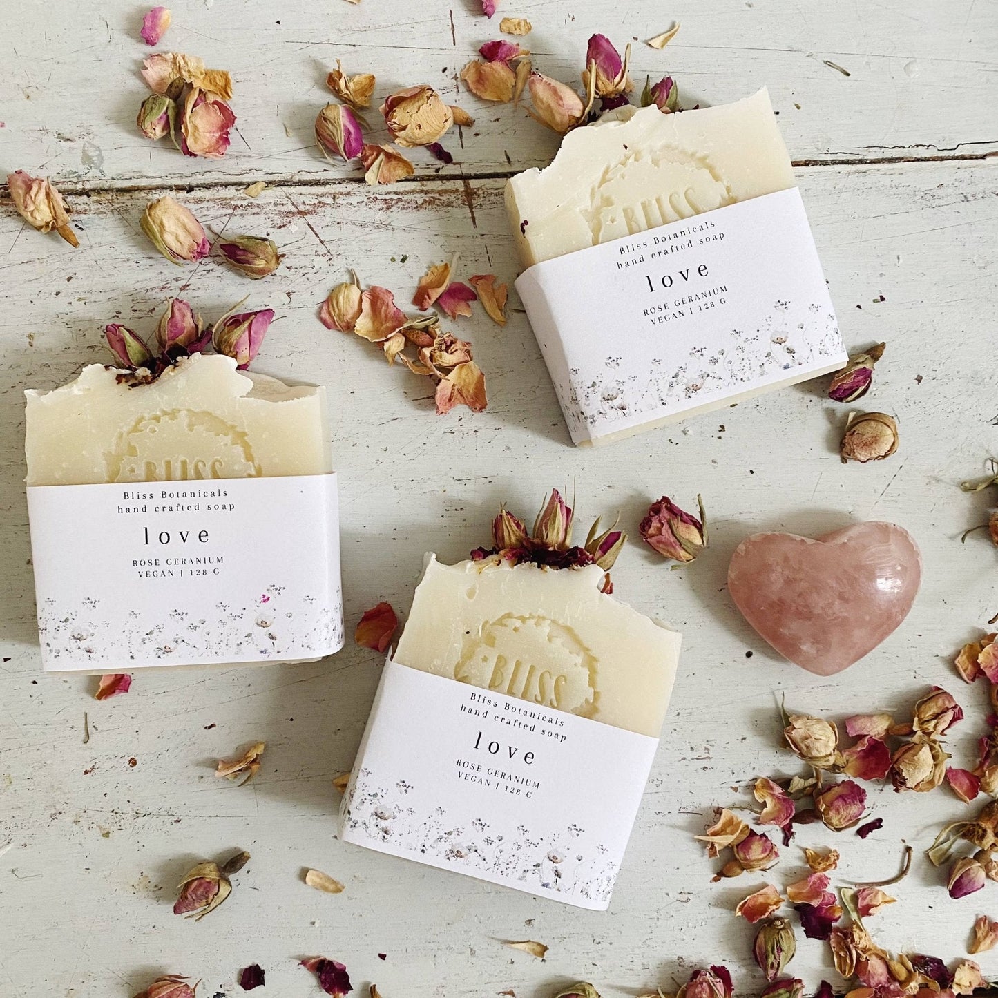 Love Soap - Rose Geranium with Rose buds - The Herbary