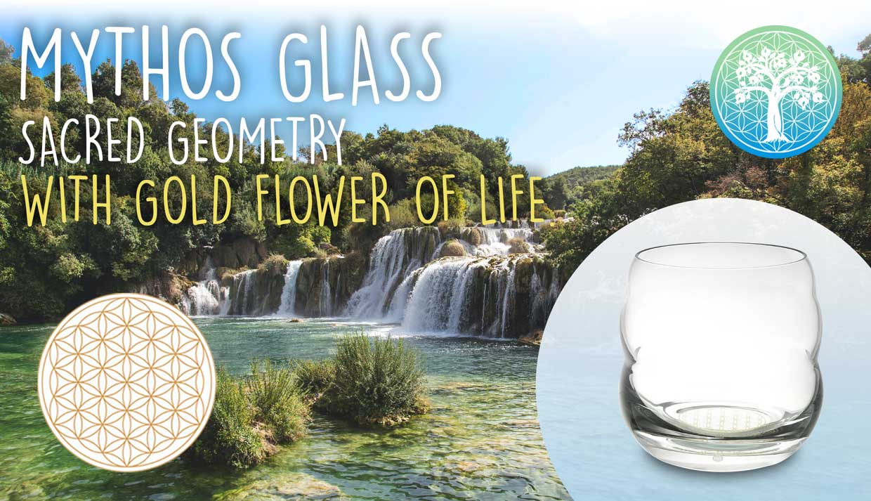 Sacred Geometry Glass 250ml | 24 Carat Gold Flower of Life  