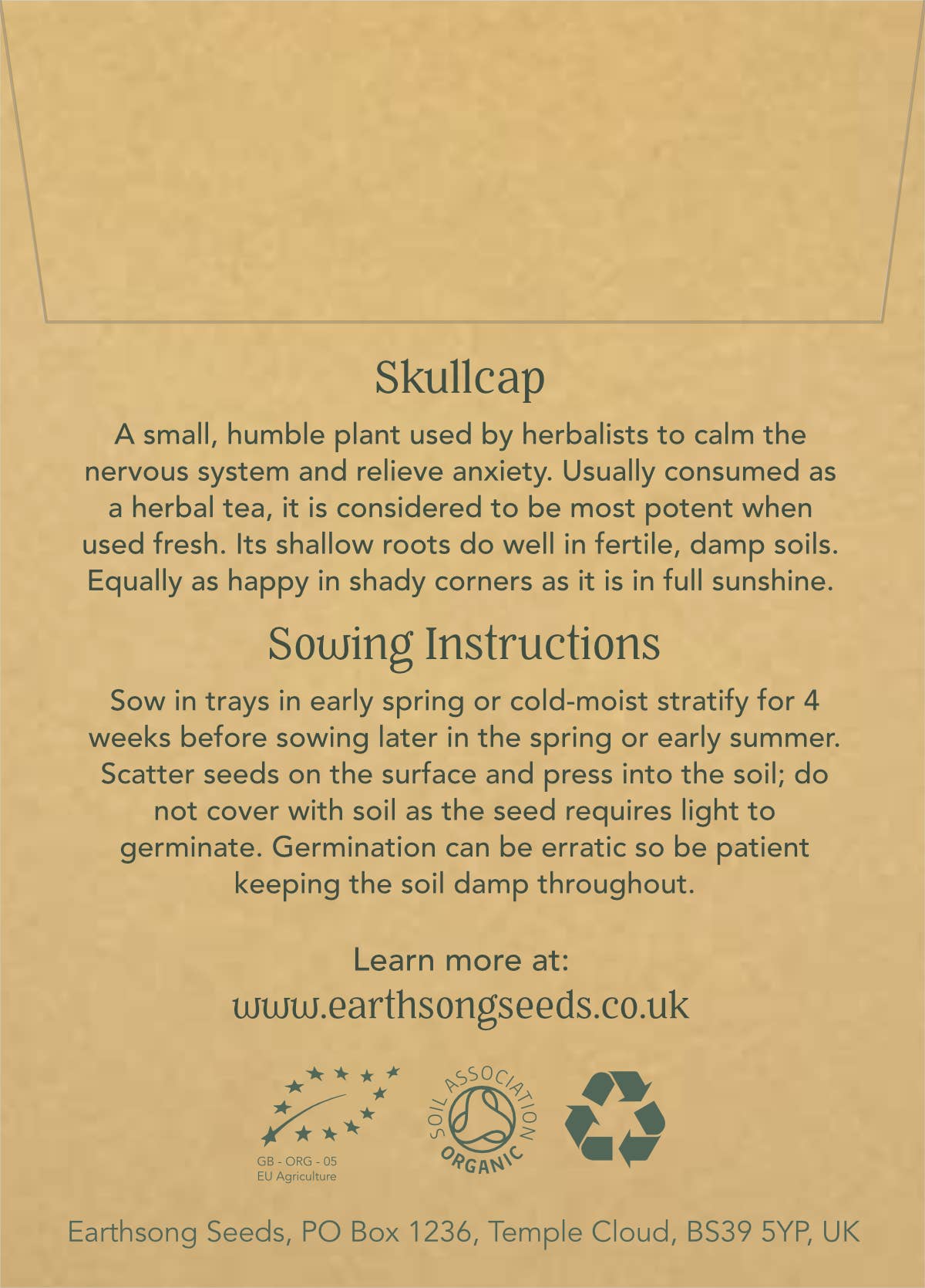 Skullcap: Seed Pack - Organic