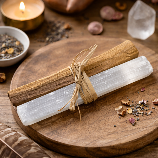 Mini Smudge Cluster, Palo Santo with Selenite 4" product image from The Herbary