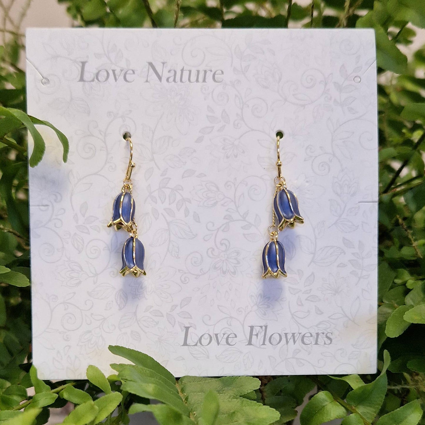 Bluebell Flower Gold Plated Drop Hook Earrings