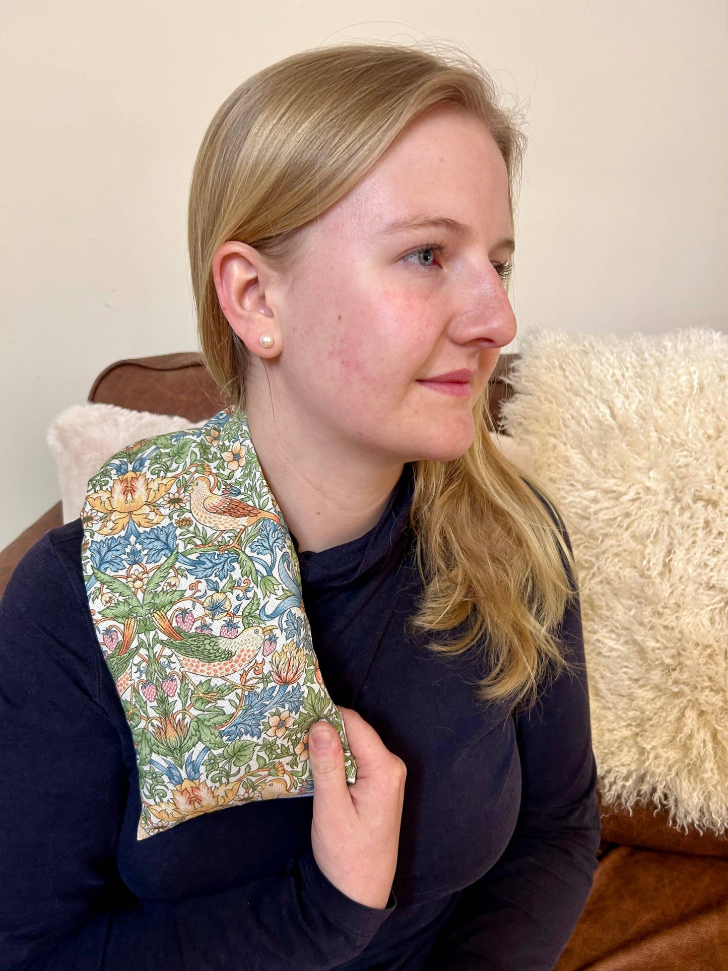 William Morris Strawberry Thief Sky Cotton Wheat Bag