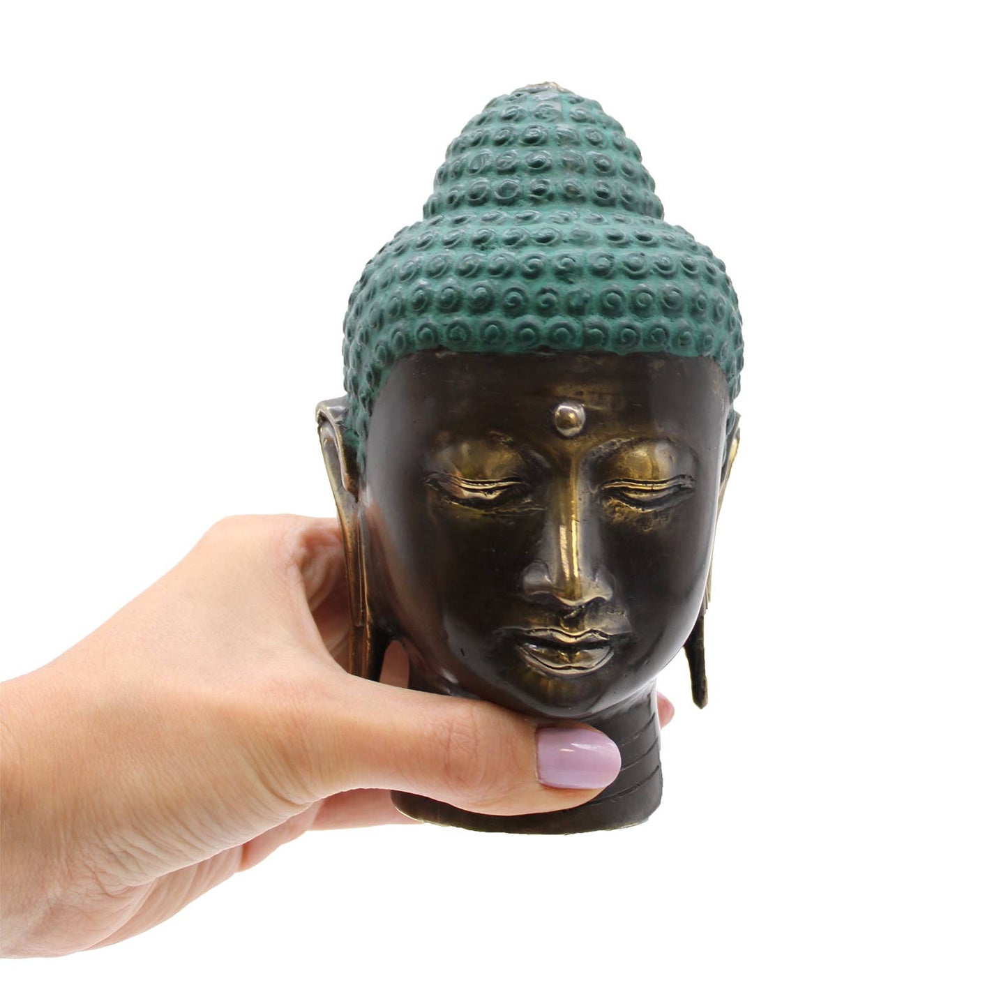 Large Brass Buddha Head