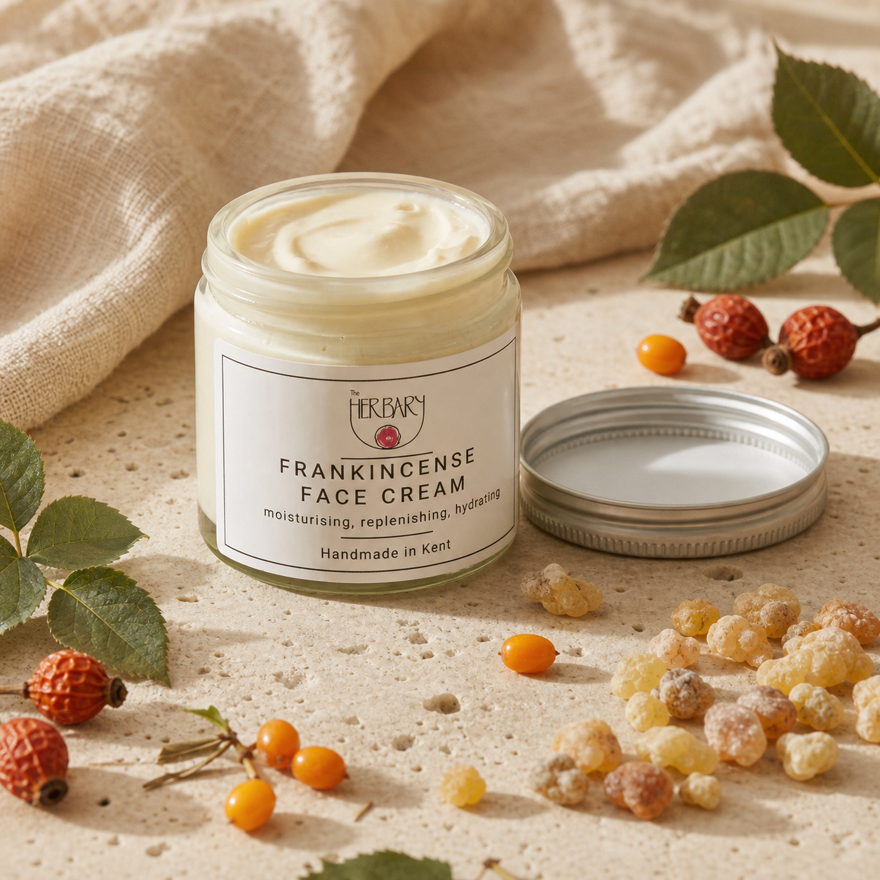 Frankincense Face Cream with frankincense resin, sea buckthorn and rosehip botanicals