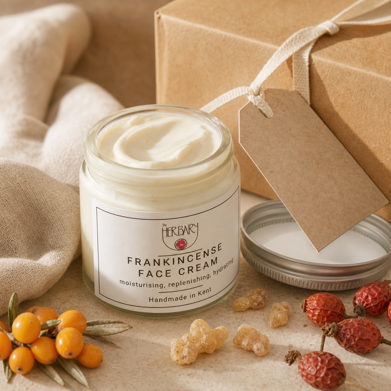 Frankincense Face Cream gift-ready botanical product detail