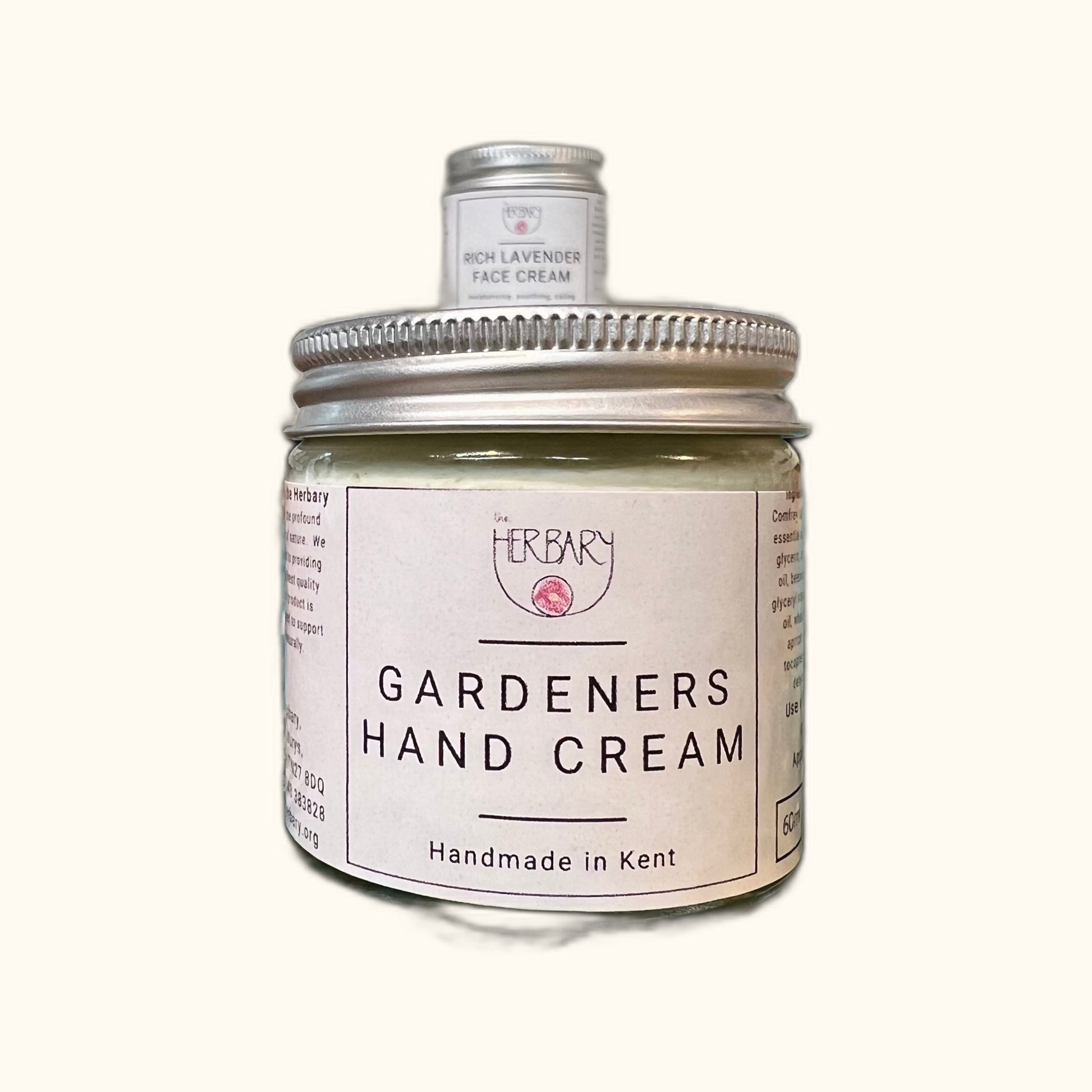 Gardeners Hand Cream on clear cream background