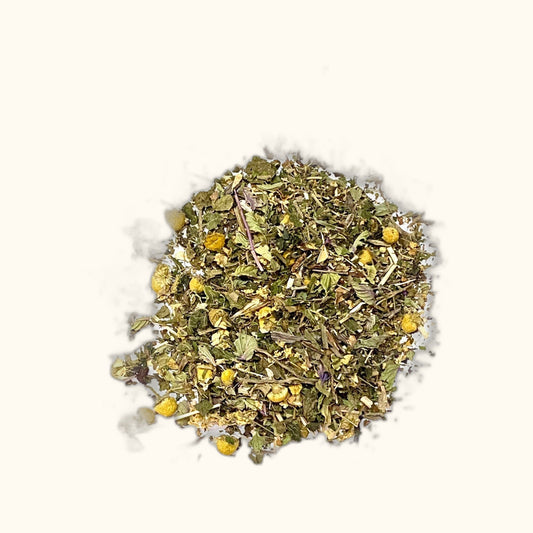 Hayfever Tea on clear cream background