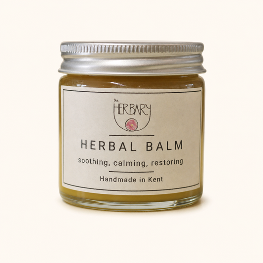 Herbal Healing Balm with Calendula, Comfrey & St John's Wort — clean product shot on warm cream
