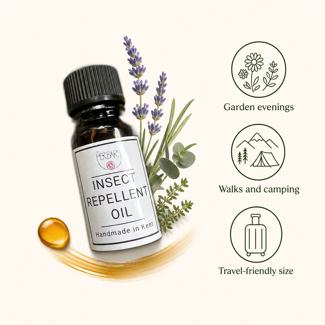Insect Repellant Oil 10ml — texture and suitability graphic
