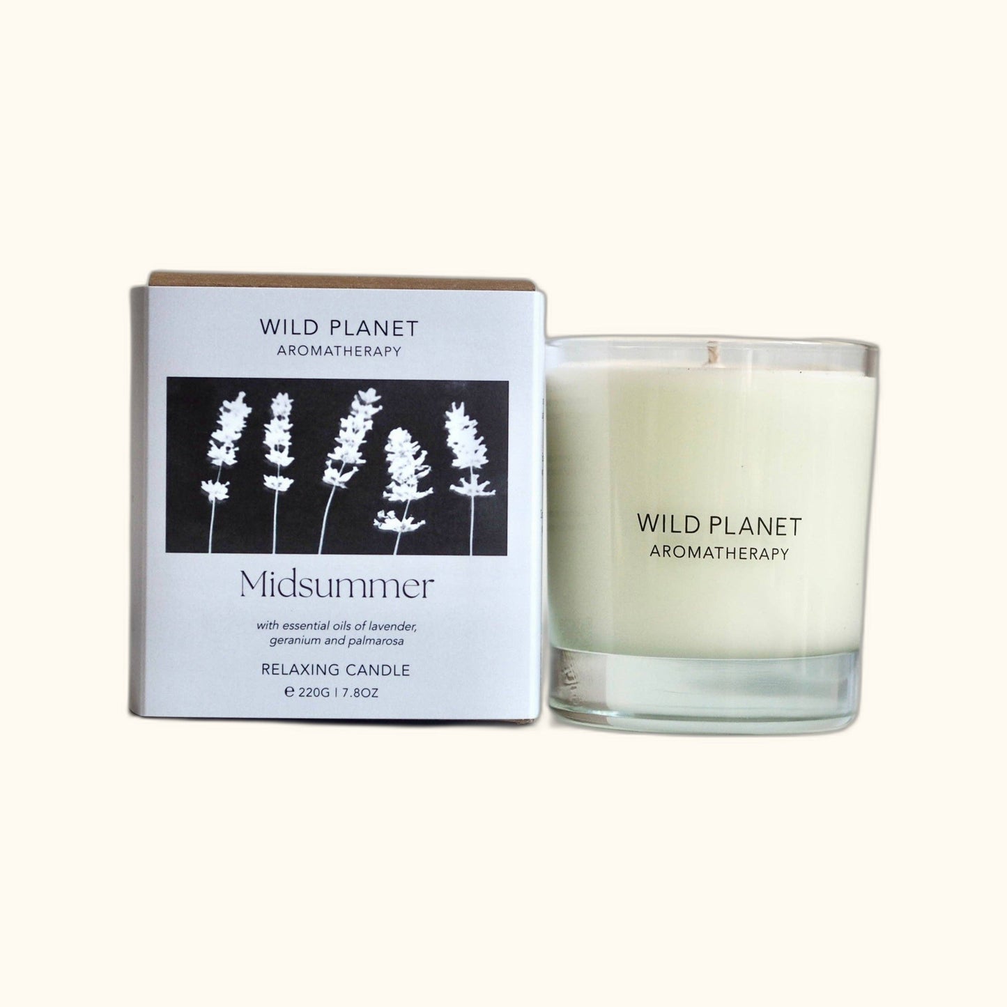 Midsummer Candle on clear cream background