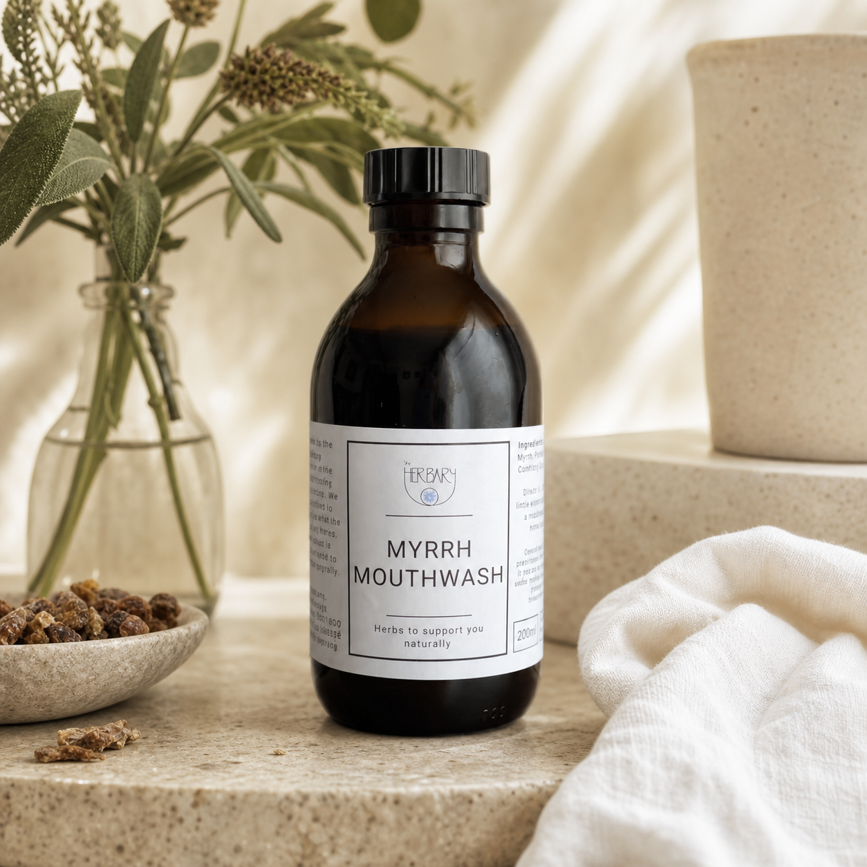 Myrrh Mouthwash — premium lifestyle scene