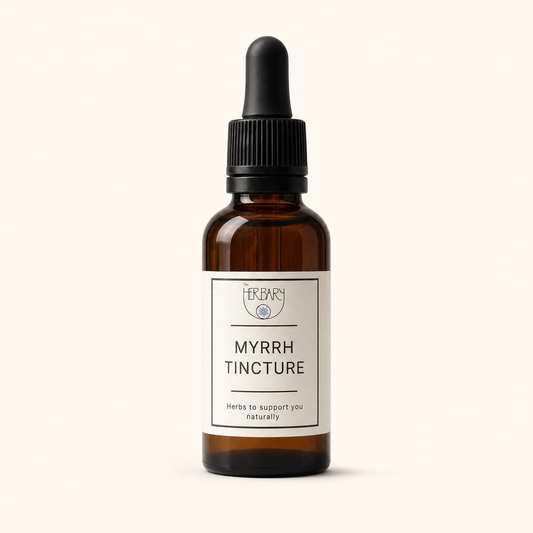 Myrrh Tincture — clean product shot on warm cream