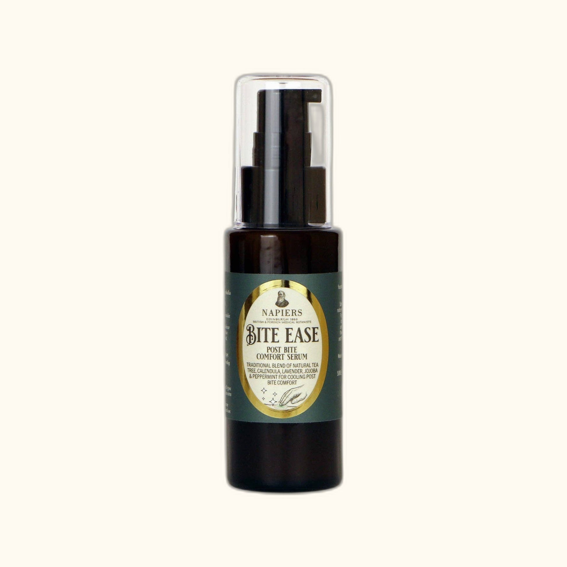 Napiers Bite Ease Post Bite Comfort Serum on clear cream background