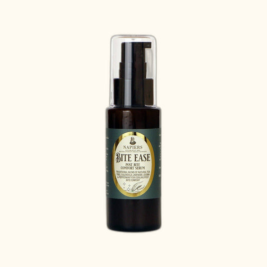Napiers Bite Ease Post Bite Comfort Serum on clear cream background