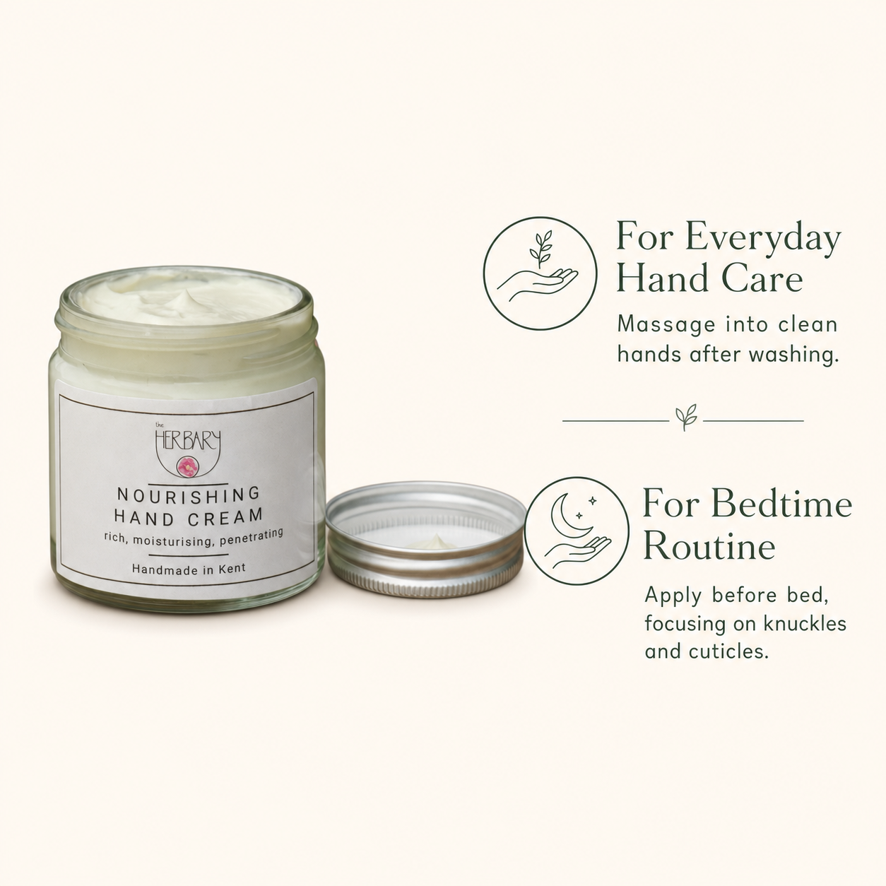 Nourish Hand Cream — directions and ritual graphic