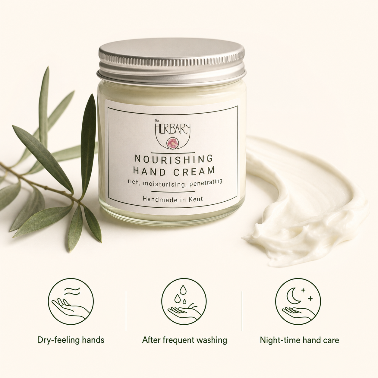 Nourish Hand Cream — texture and suitability graphic