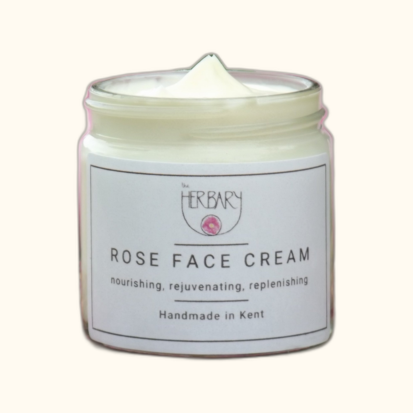 Rose Face Cream on clear cream background