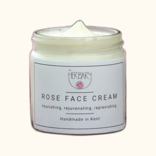 Rose Face Cream on clear cream background