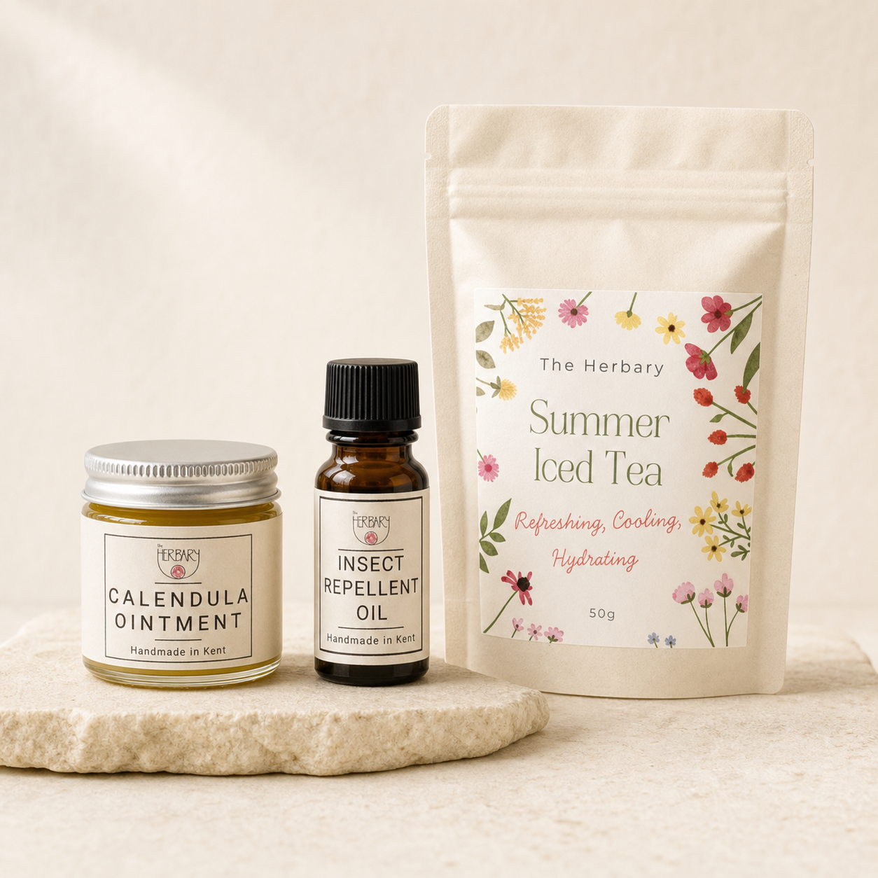 Summer Skin and Garden Set with ointment, oil and iced tea